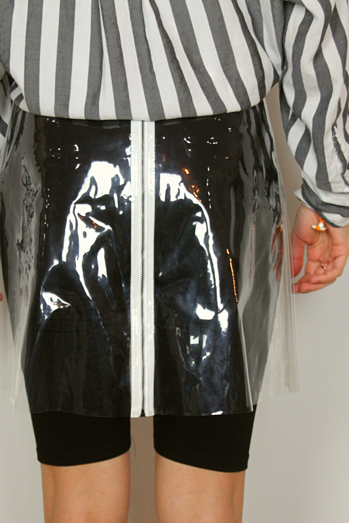 Celebrity fashion clear plastic skirt ...